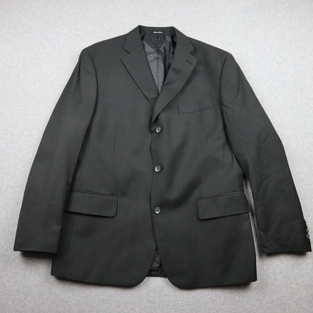 Apt. 9 Suit Jacket Mens XL 44 Charcoal Grey Pinstripe 3-Button Blazer